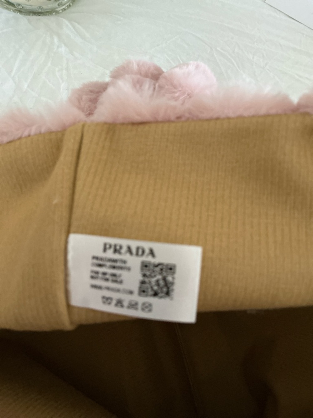 PRADA NWT  Blush Pink Faux Fur Shoulder Bag with Silver Strap with Insert - Picture 5 of 7